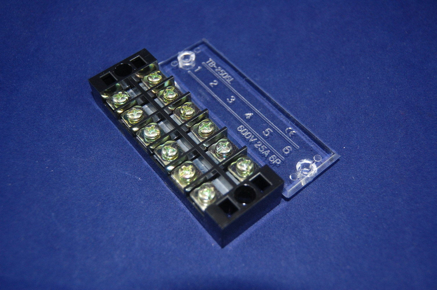5pcs 6 Position 25A 600V Barrier Dual Row Terminal Block/Strip w/Cover