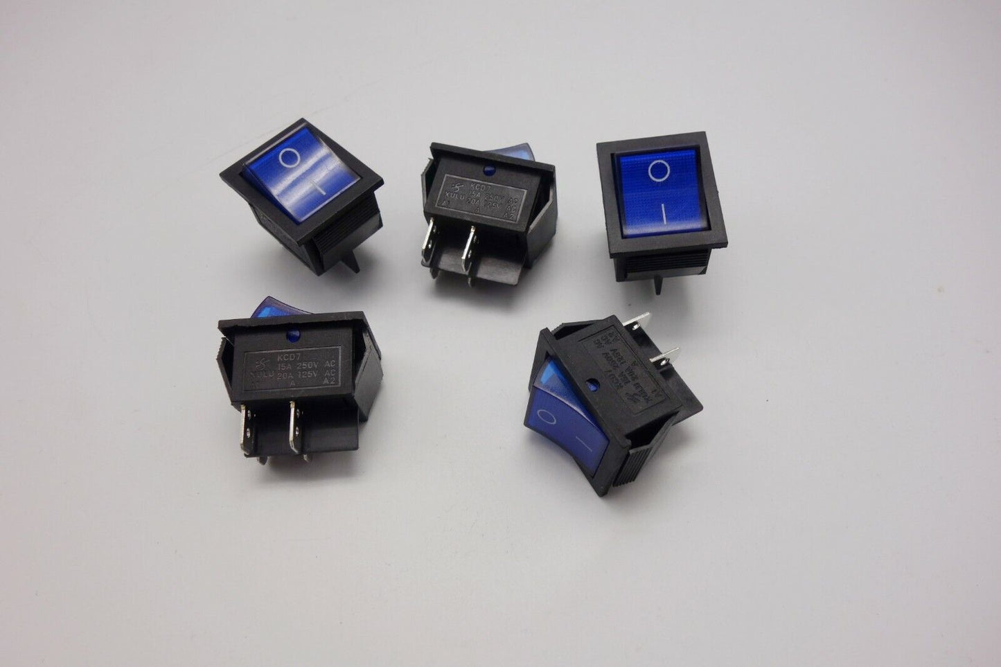 5Pcs Blue Light Illuminated 2 Position ON/OFF Boat Rocker Switch 4 Pin 12V DC/AC