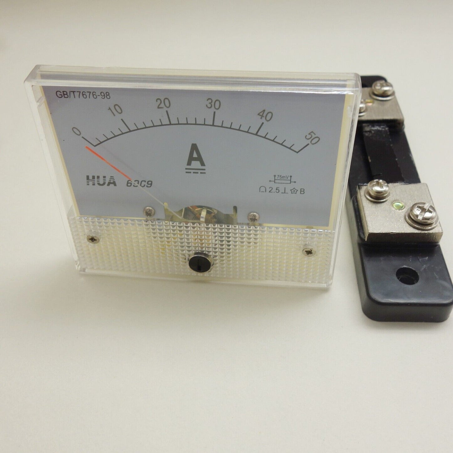 1PC DC 0-50A Analog Ammeter Panel AMP Current Meter 80*65MM 69C9 with Shunt