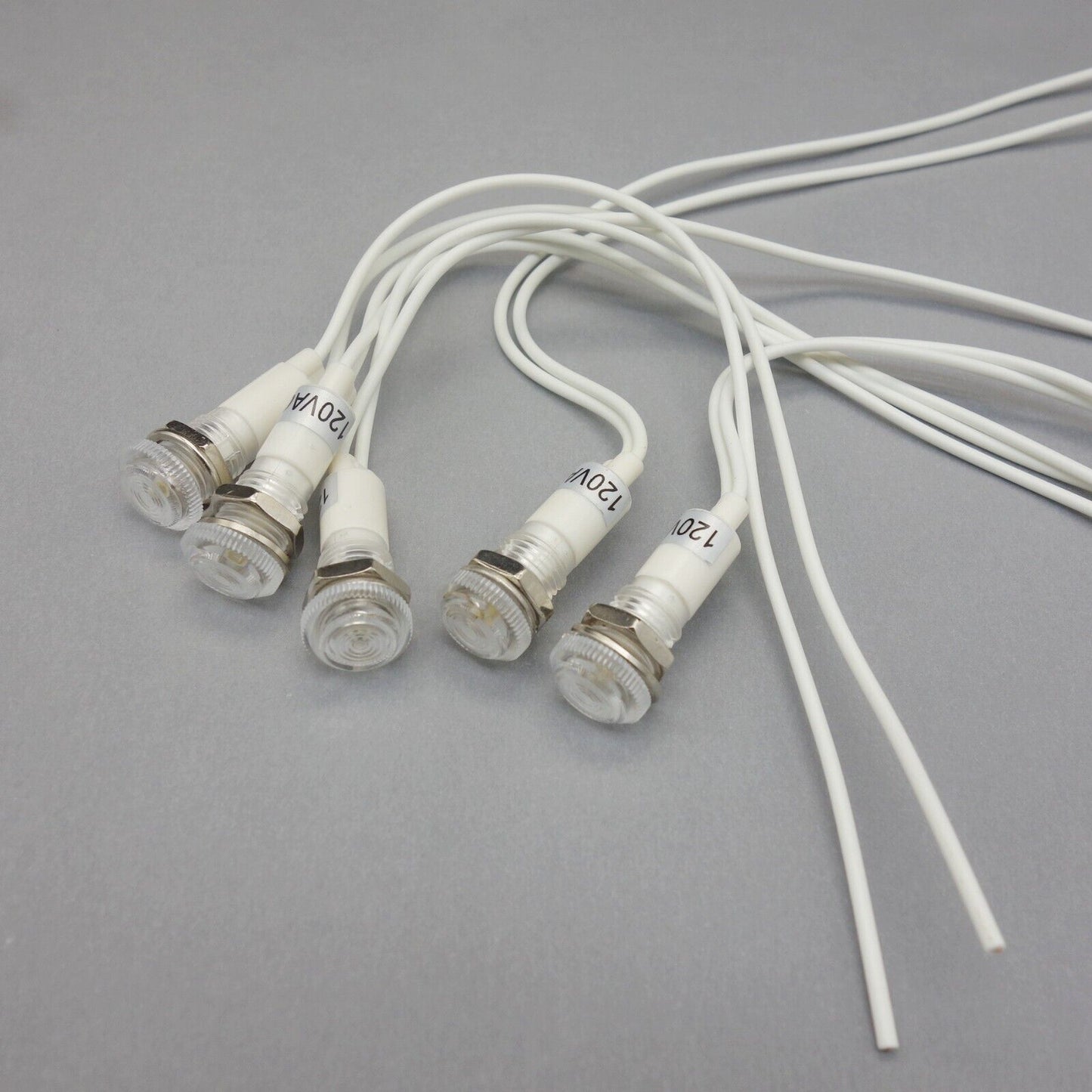 50 Pcs 120V AC 10mm White Panel Mounting LED Indication Signal Pilot Lights