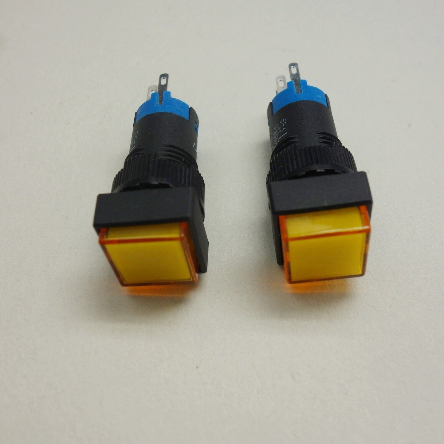 2PCS 12MM Yellow LED ILLUMINATED Square Latching PUSH BUTTON 2NO/2NC 2POLES 8P