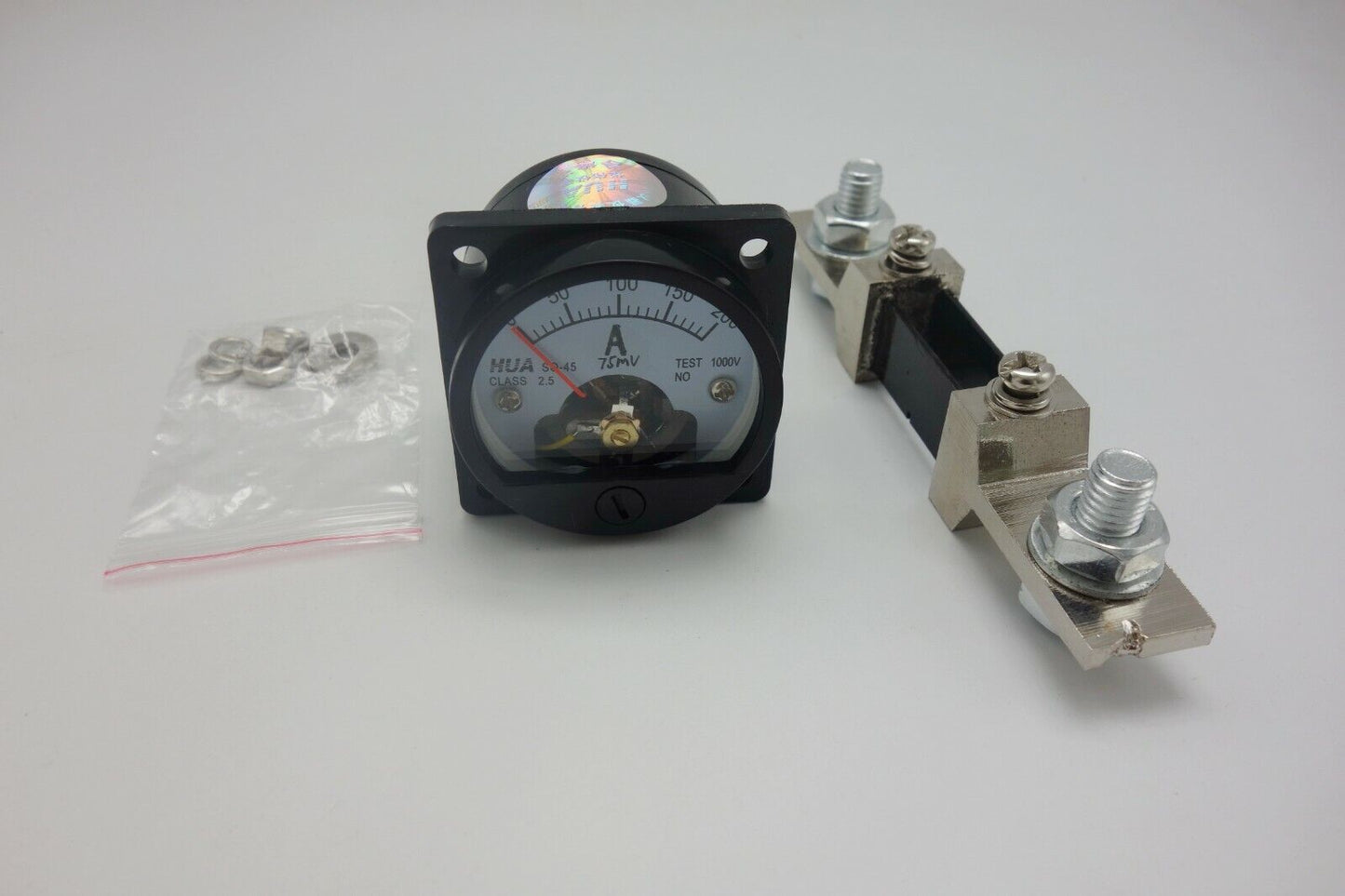 1PC DC 0-200A Analog Ammeter Panel AMP Current Meter SO45 Cutout 45mm with Shunt