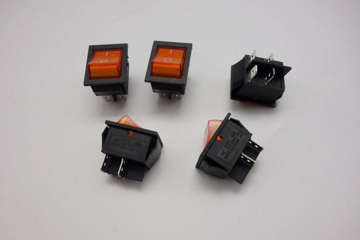 5Pcs Yellow 110V Light Illuminated 2 Position ON/OFF Boat Rocker Switch 4 Pin