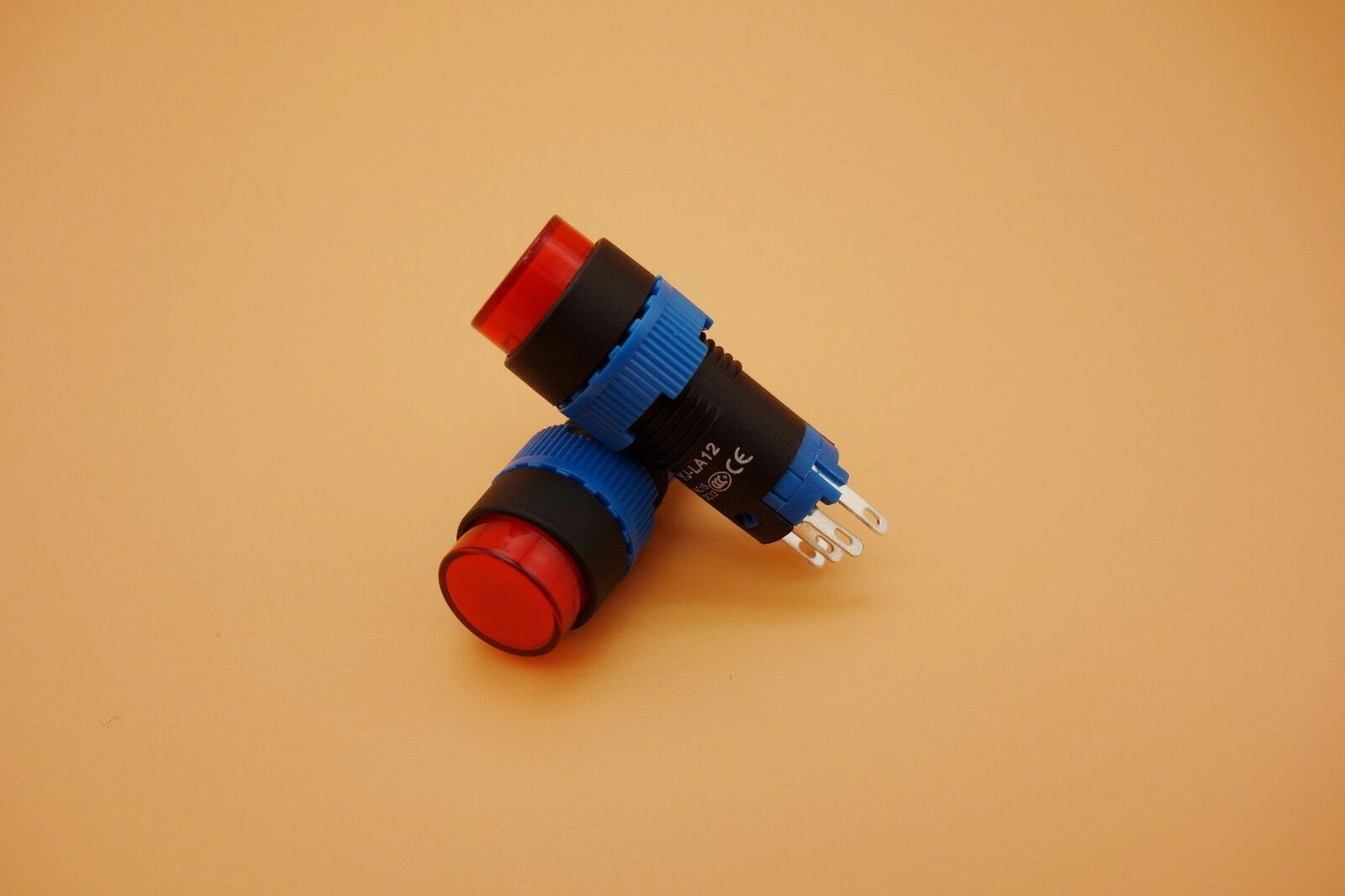 2PCS Cutout 12MM 48V Red LED ILLUMINATED Round Momentary PUSH BUTTON 5 PINS
