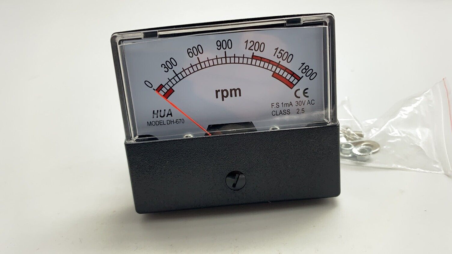 1PC 0-1800 Rpm Panel meter Size 60*70mm 30V AC Class 2.5 F.S 1mA