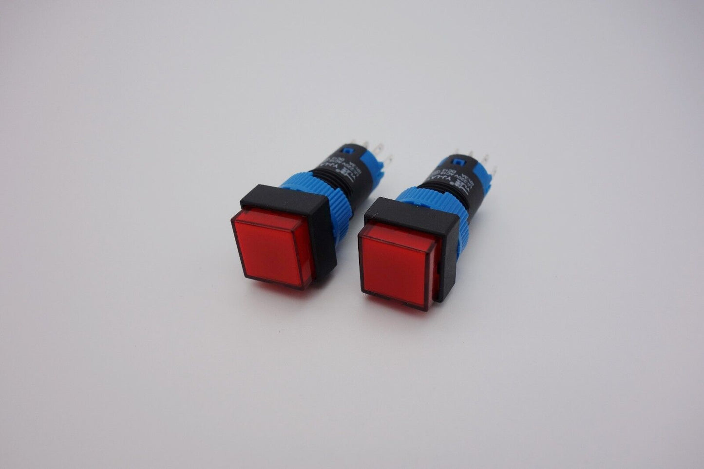 2PCS Cutout 12MM 6V Red LED ILLUMINATED Square Momentary PUSH BUTTON 5 PINS