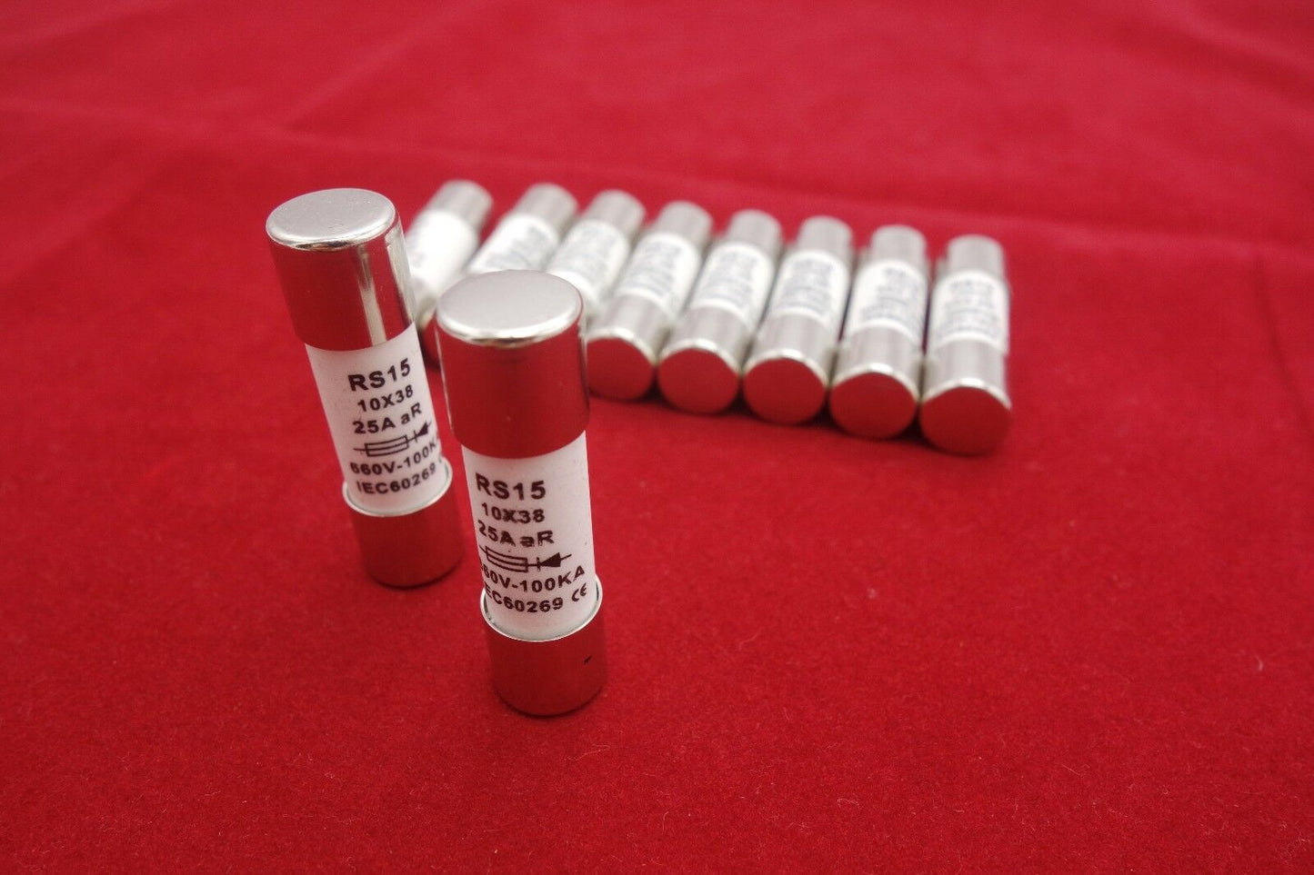 10 Pcs 500V 25A 10 x 38mm Ceramic Cylindrical Fuse Links RS15 aR Fast Blow