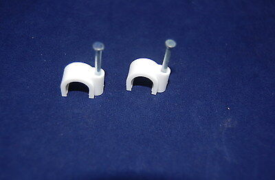 LOT OF 100PCS Circle 10MM PE CABLE CLIPS FOR RG59/RG6 WITH Steel Nail