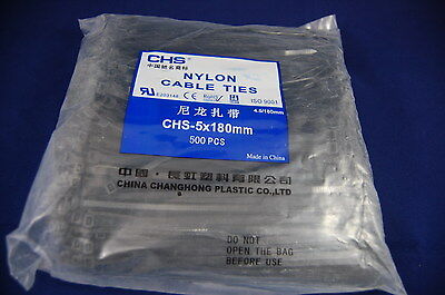 LOT OF 500PCS 7“ UL Approved UV Black Nylon Cable Ties Nylon 66, Self-locking