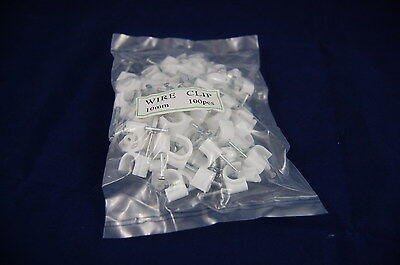 LOT OF 100PCS Circle 10MM PE CABLE CLIPS FOR RG59/RG6 WITH Steel Nail