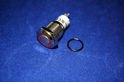 1 pc RED 16mm 12V Led Angel Eye illuminate Momentary Metal Push Button