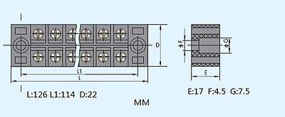 Lot of 10pcs 12 Position 15A 600V Barrier Dual Row Terminal Block/Strip w/Cover