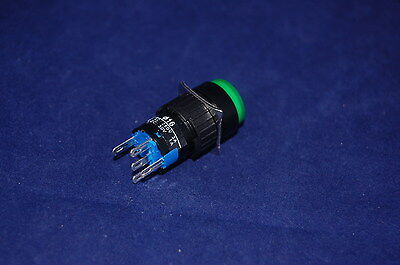 5PCS 16MM GREEN ROUND Momentary PUSH BUTTON LED ILLUMINATED 12V DC 5 PINS