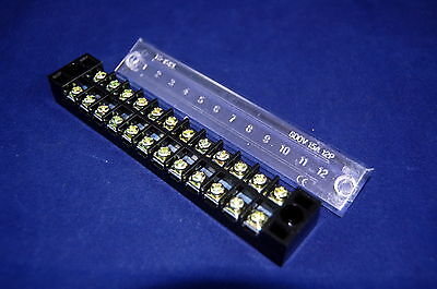 Lot of 10pcs 12 Position 15A 600V Barrier Dual Row Terminal Block/Strip w/Cover