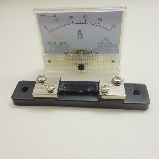 1PC DC 0-50A Analog Ammeter Panel AMP Current Meter 80*65MM 69C9 with Shunt