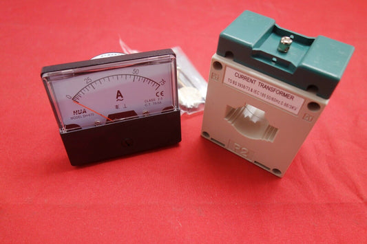 1PC AC 75A Analog Ammeter Panel AMP Current Meter 0-75A 60*70MM with transformer
