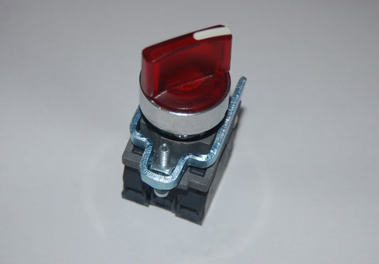 1PC  22mm ILLUMINATED RED Select switch 2 Position Maintained Fits XB4BK124B5
