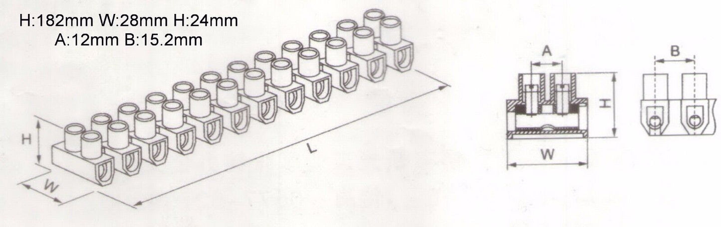 1PC U Type 60A 12P Terminal Block Material PA 66, 94V-2 M5x9 High quality