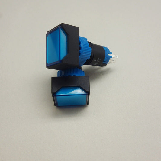 2PCS 12MM Blue LED ILLUMINATED Rectangular Momentary PUSH BUTTON 2NO/2NC 2POLES