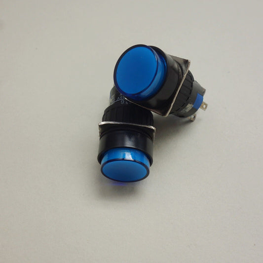 2PCS 16MM BLUE LED ILLUMINATED ROUND Momentary PUSH BUTTON 2NO/2NC 2POLES LA39-E