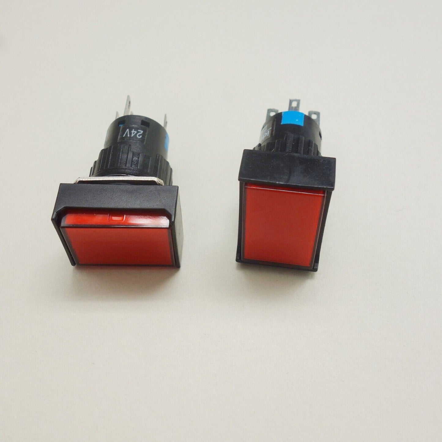 2PCS 16MM Retangular RED LED ILLUMINATED Momentary PUSH BUTTON 2NO/2NC 2POLES