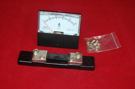 1PC DC 0-50A Analog Ammeter Panel AMP Current Meter 60*70MM with Shunt