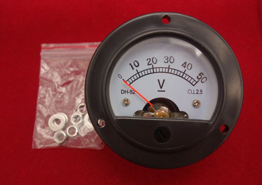 DC 0-50V Analog Voltmeter Analogue Voltage panel meter  Dia. 66.4mm DH52
