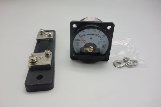 1PC DC 0-50A Analog Ammeter Panel AMP Current Meter SO45 Cutout 45mm with Shunt
