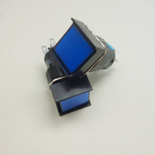 2PCS 16MM Blue LED ILLUMINATED Square Momentary PUSH BUTTON 2NO/2NC 2POLES LA39