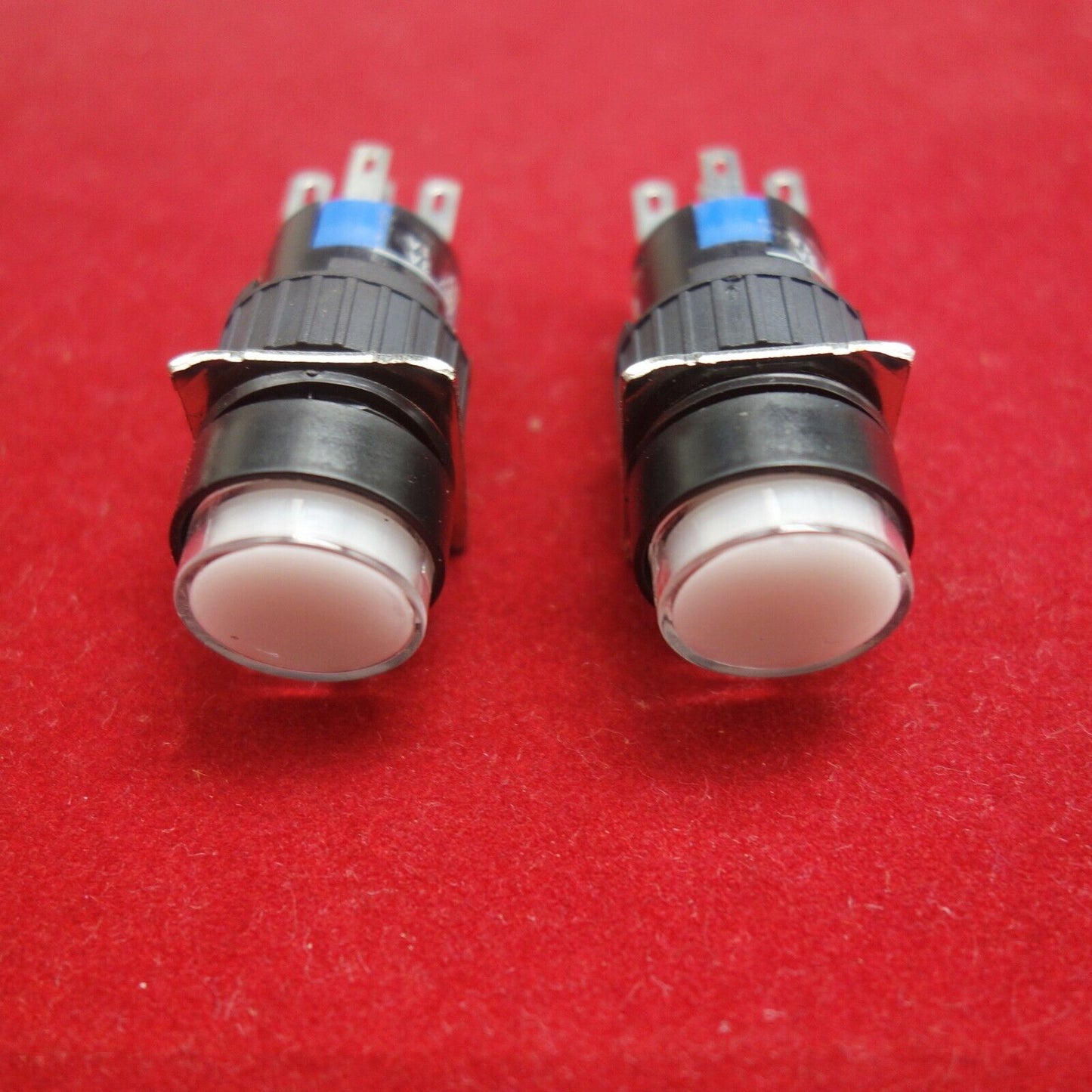 2PCS 16MM White LED ILLUMINATED ROUND Latching PUSH BUTTON 2NO/2NC 2POLES LA39
