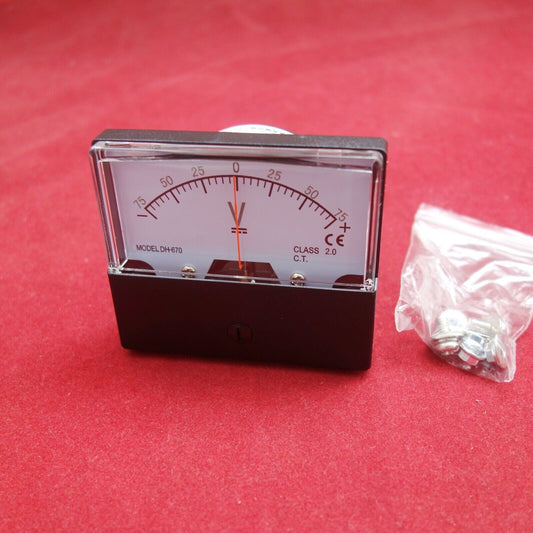 DC Minus Zero Plus -75V-+75V DH670 60*70mm Analog Voltage Analogue Panel meter