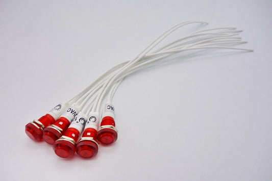 5Pcs 24V AC/DC 10mm RED Panel Mounting LED Indication Signal Pilot Lights