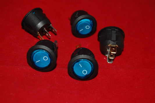 5Pcs ROUND Blue Light Illuminated 2 Position Boat Rocker Switch 3 Pin 220V AC