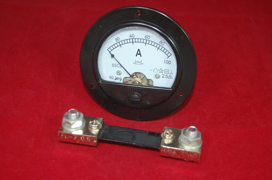 DC 0-100A Round Analog Ammeter Panel AMP Current Meter Dia. 90mm with shunt