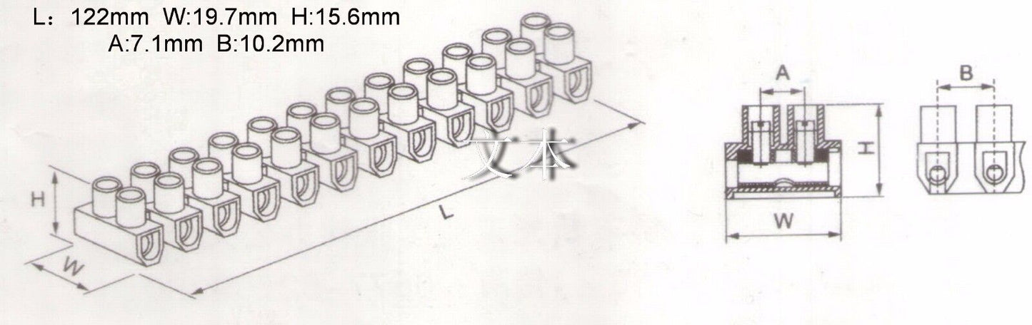 2PCS U Type 10A 12P Terminal Block Material PA 66, 94V-2 M3x6 High quality