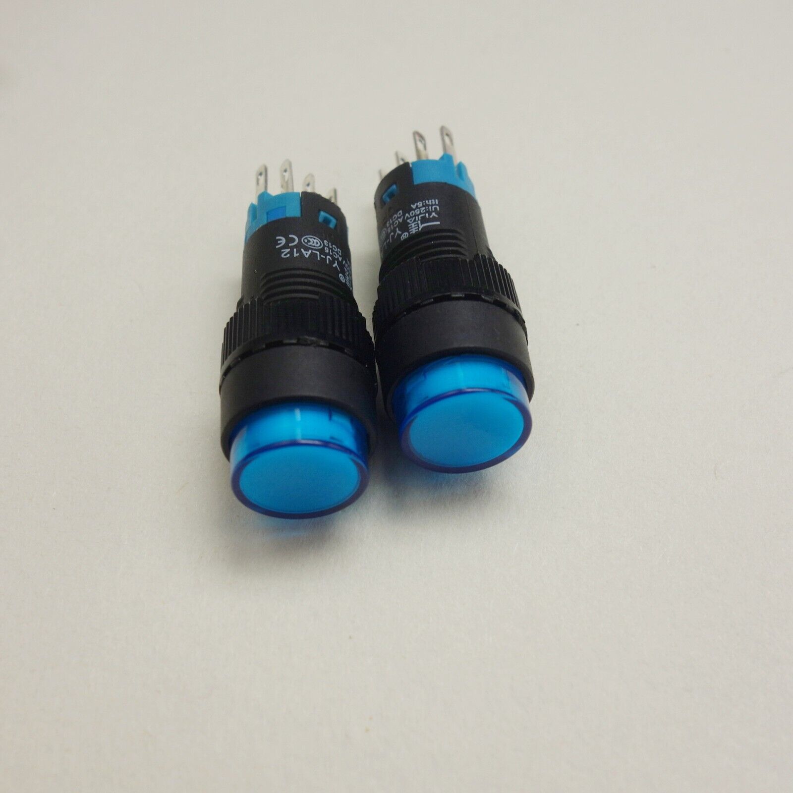 2PCS 12MM Blue LED ILLUMINATED ROUND Momentary PUSH BUTTON 2NO/2NC 2POLES 8pins
