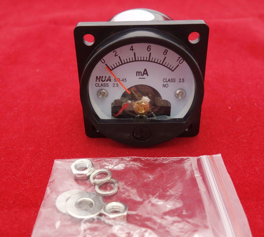 1PC DC 0-10MA Analog Ammeter Panel AMP Current Meter SO45 Cutout 45mm