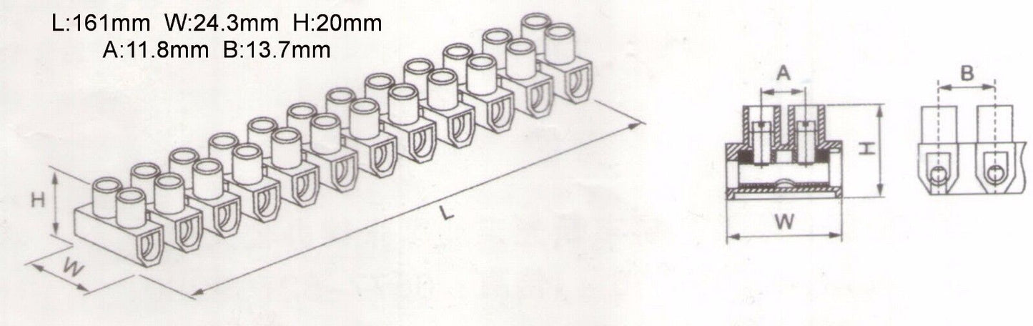 1PC U Type 30A 12P Terminal Block Material PA 66, 94V-2 M4x7 High quality