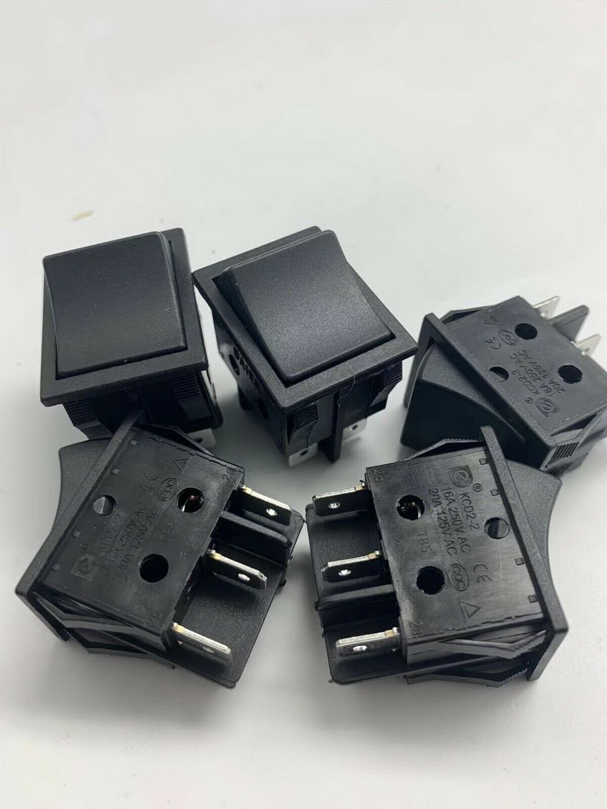 5Pcs Black 2 Position ON/ON Boat Rocker Switch 6 Pin 125V 20A