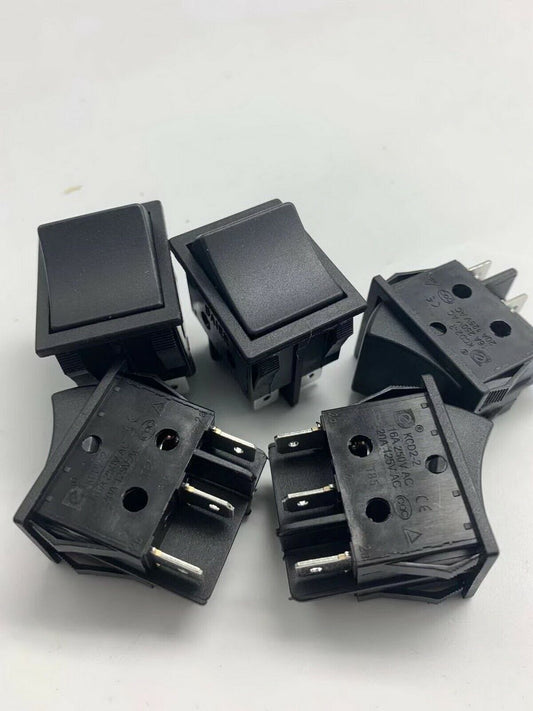 5Pcs Black 2 Position ON/ON Boat Rocker Switch 6 Pin 125V 20A