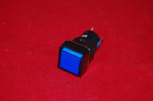 5PCS 16MM BLUE Square Momentary PUSH BUTTON ILLUMINATED 6V AC/DC 5 PINS