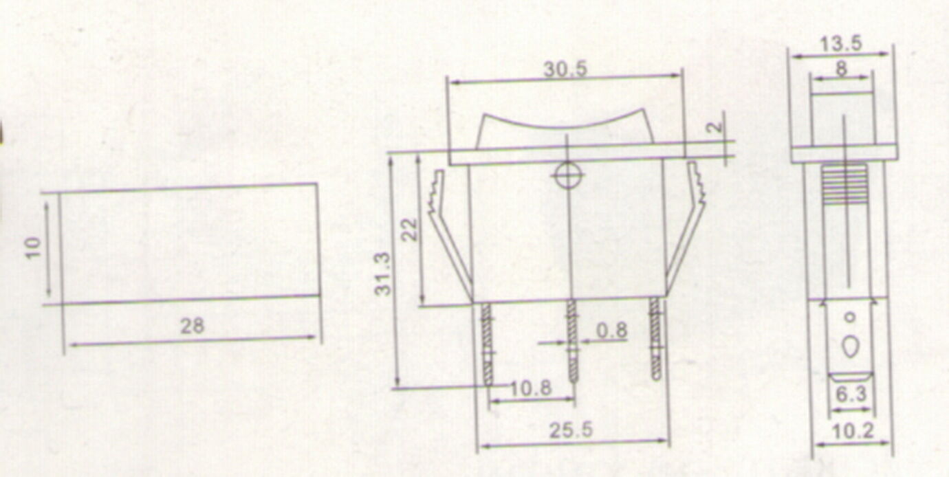5Pcs Rectangle 3 Position ON-OFF-ON Boat Rocker Switch 3 Pin 250V AC 15A