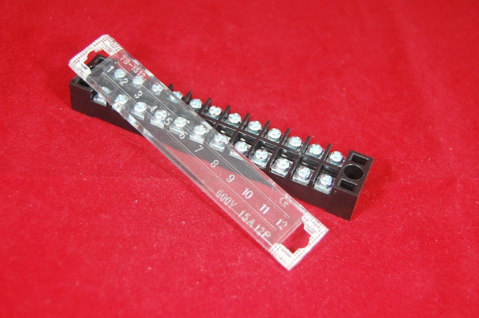 5pcs 12 Position 15A Barrier Dual Row Terminal Block/Strip w/Cover screw hole 
