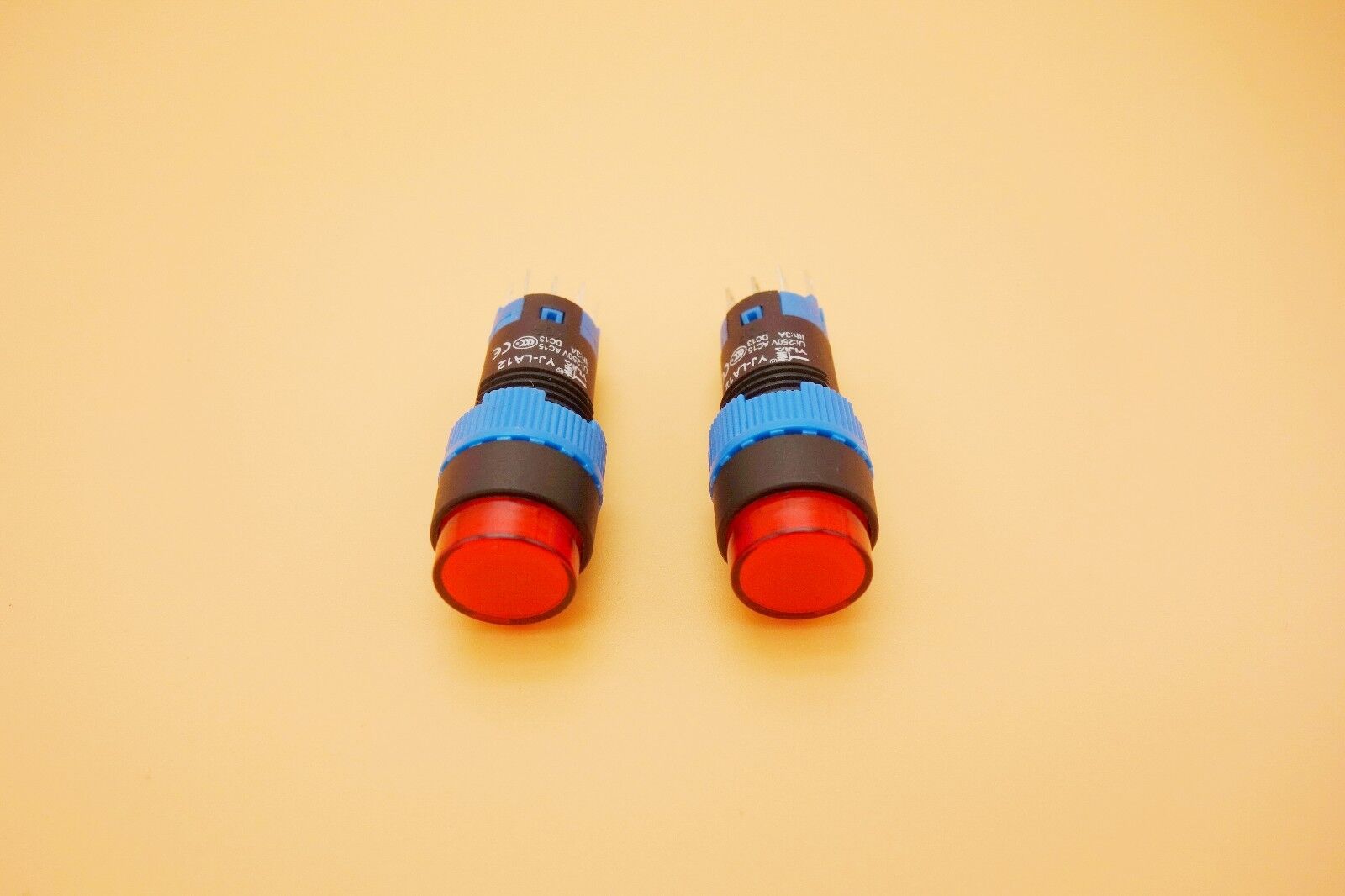 2PCS Cutout 12MM 12V Red LED ILLUMINATED Round Maintained PUSH BUTTON 5 PINS