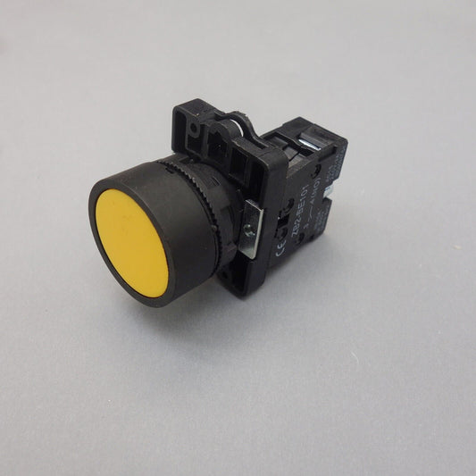 2PCS 22MM PUSHBUTTON SWITCH FITS XB2EA1 Yellow 1No flush push Momentary Plastic