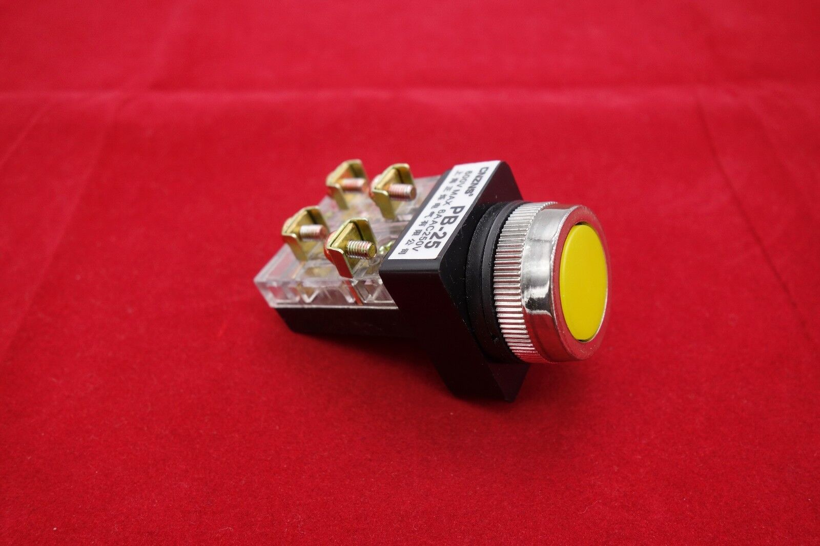 1PC NEW Cutout Dia. 25MM Yellow Momentary PUSH BUTTON Switch 1NO/1NC PB25