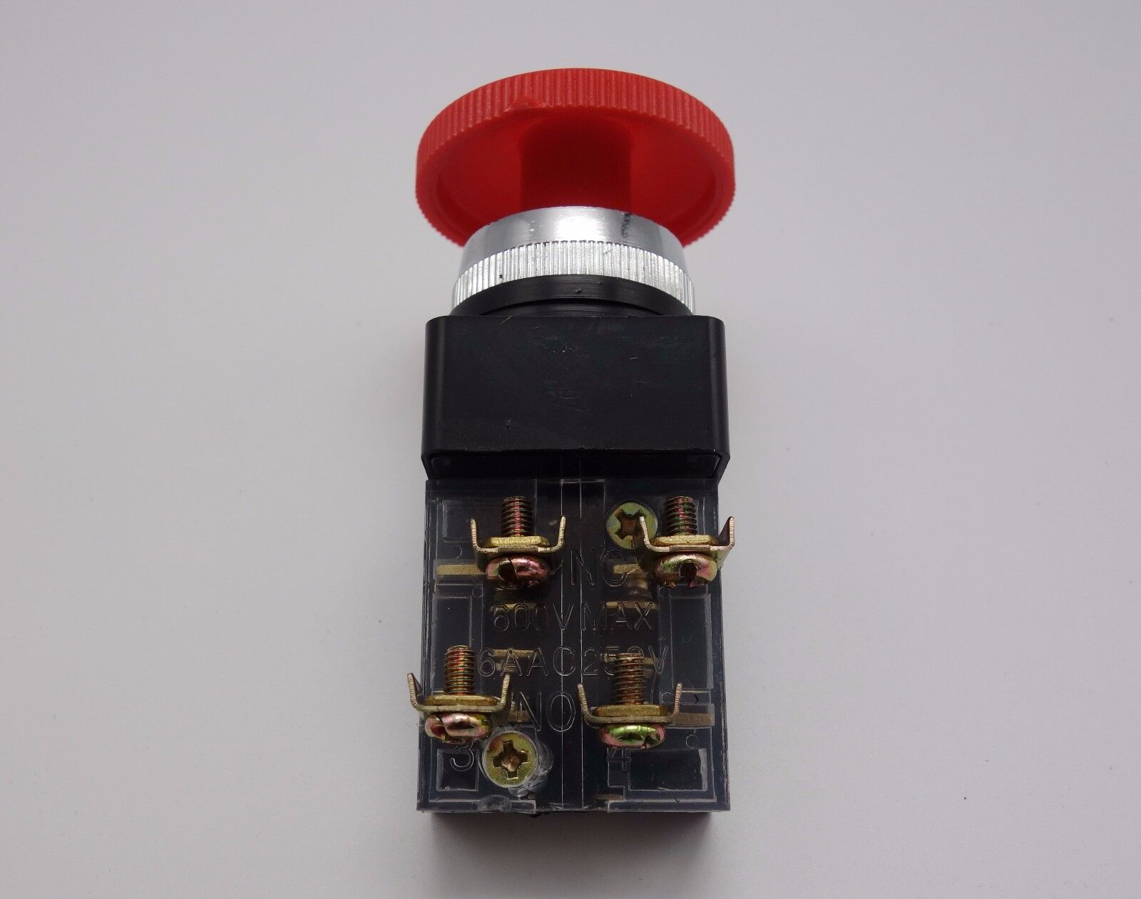 1PC Cutout 25mm Turn to release Mushroom Head push button switch 1NO/1NC