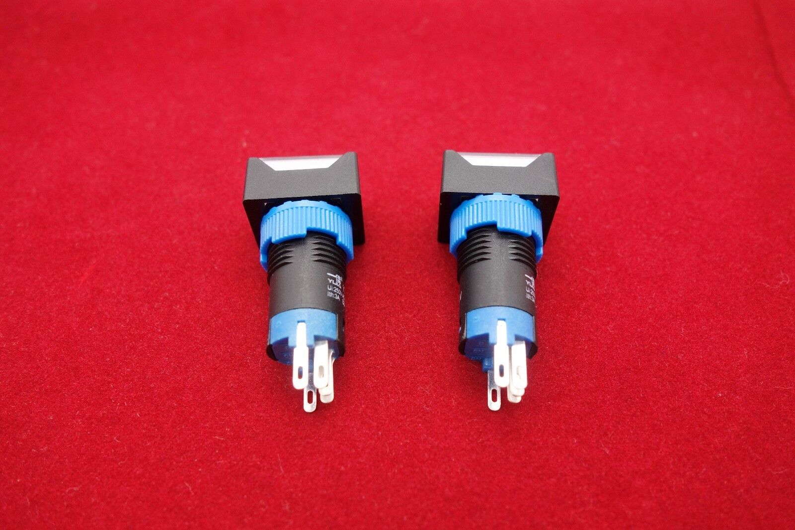 2PCS Cutout 12MM 6V White LED ILLUMINATED Rectangular Maintained PUSH BUTTON 