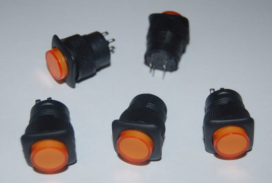 5PCS 16MM YELLOW Latching  Plastic PUSH BUTTON 3V Neon ILLUMINATED 4 PINS