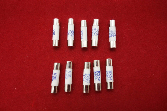 LOT OF 10 Pcs 250V 10A 5 x 20mm Ceramic Cylindrical Fuse Links RS54 aR Fast Blow